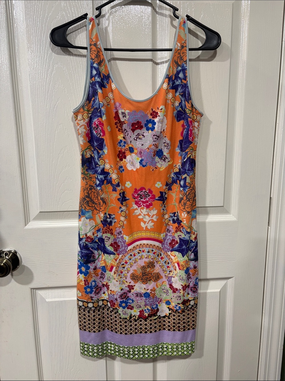Orange Floral Print Sleeveless Women’s Dress